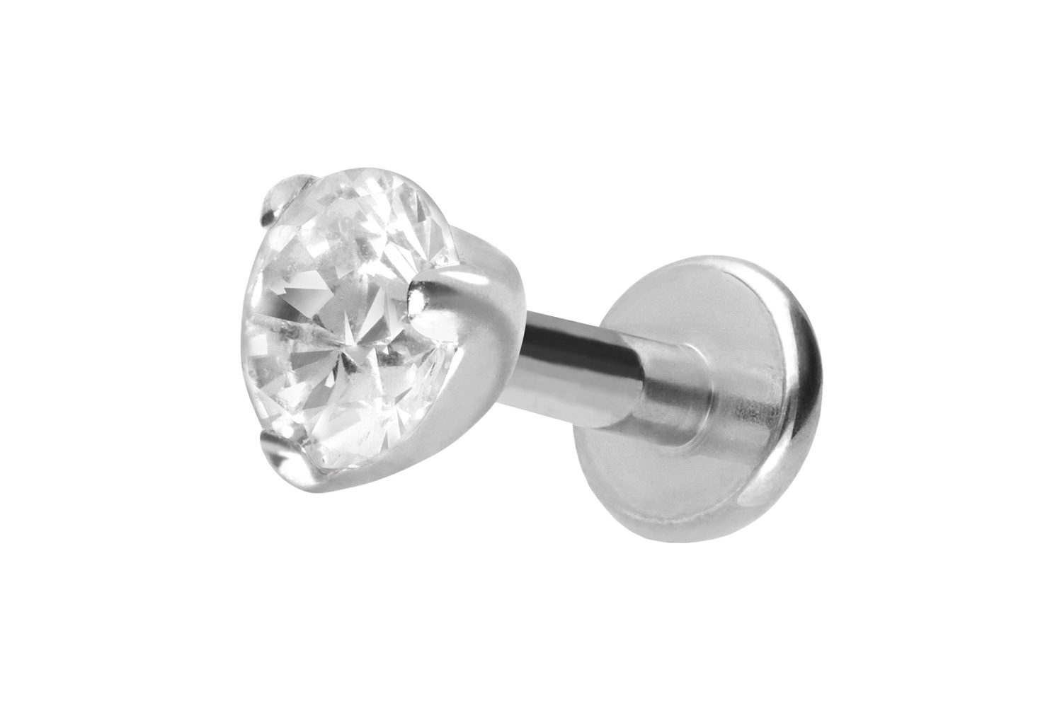 Titan Labret Piercing mit Innengewinde EINGEFASSTER KRISTALL